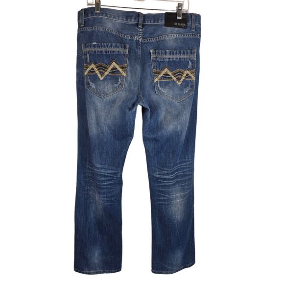 CJ Black Premium Whiskering Distressed Straight Leg Men's Jean's 34/30 - Picture 2 of 5